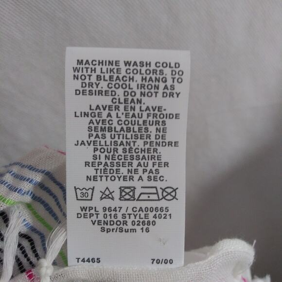 Eddie Bauer White Scarf with Striped Fringe Cotton Spring Layer Size OS - Picture 7 of 7